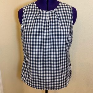 Talbots Blue and White Gingham Sleeveless Blouse
